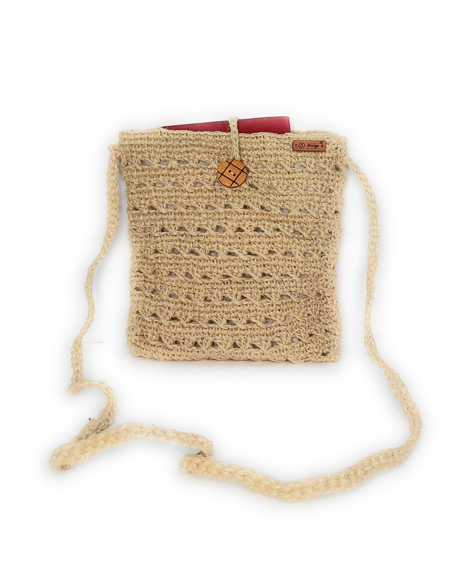 Divulge Jute Crochet Magazine/Passport/Messenger Sling Bag